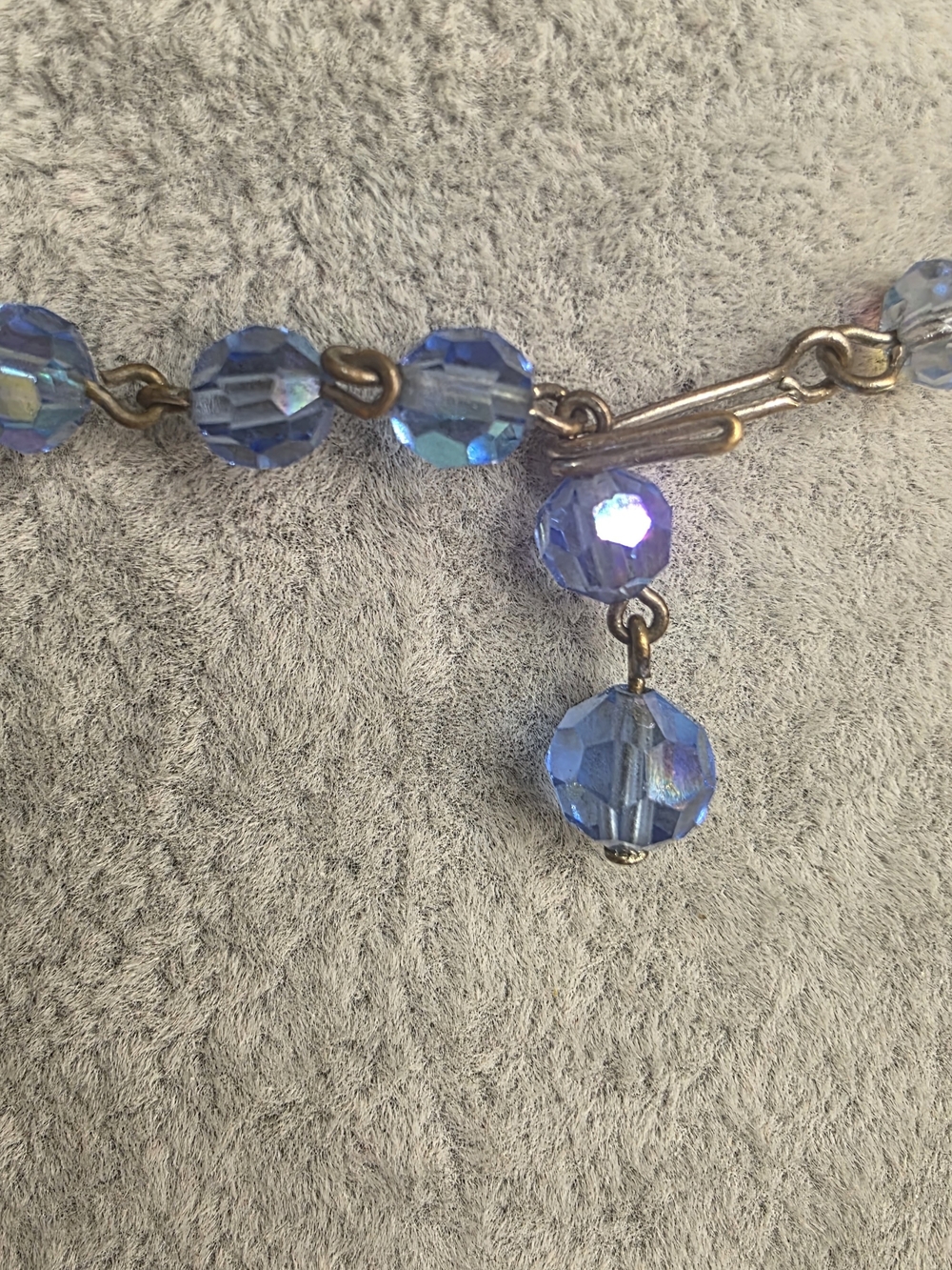 Vintage Graduated AB Blue Crystal Double-Strand Necklace - Picture 3 of 6